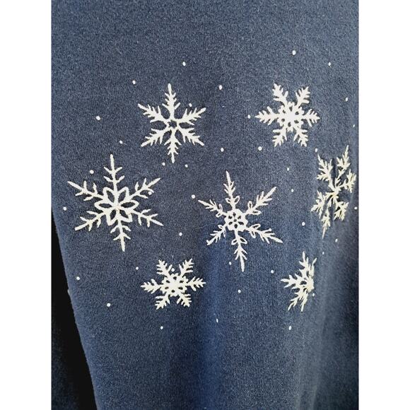Willow Bay Vintage Women's Navy Snowflake Sweatshirt Size XL Embroidered - Picture 4 of 4